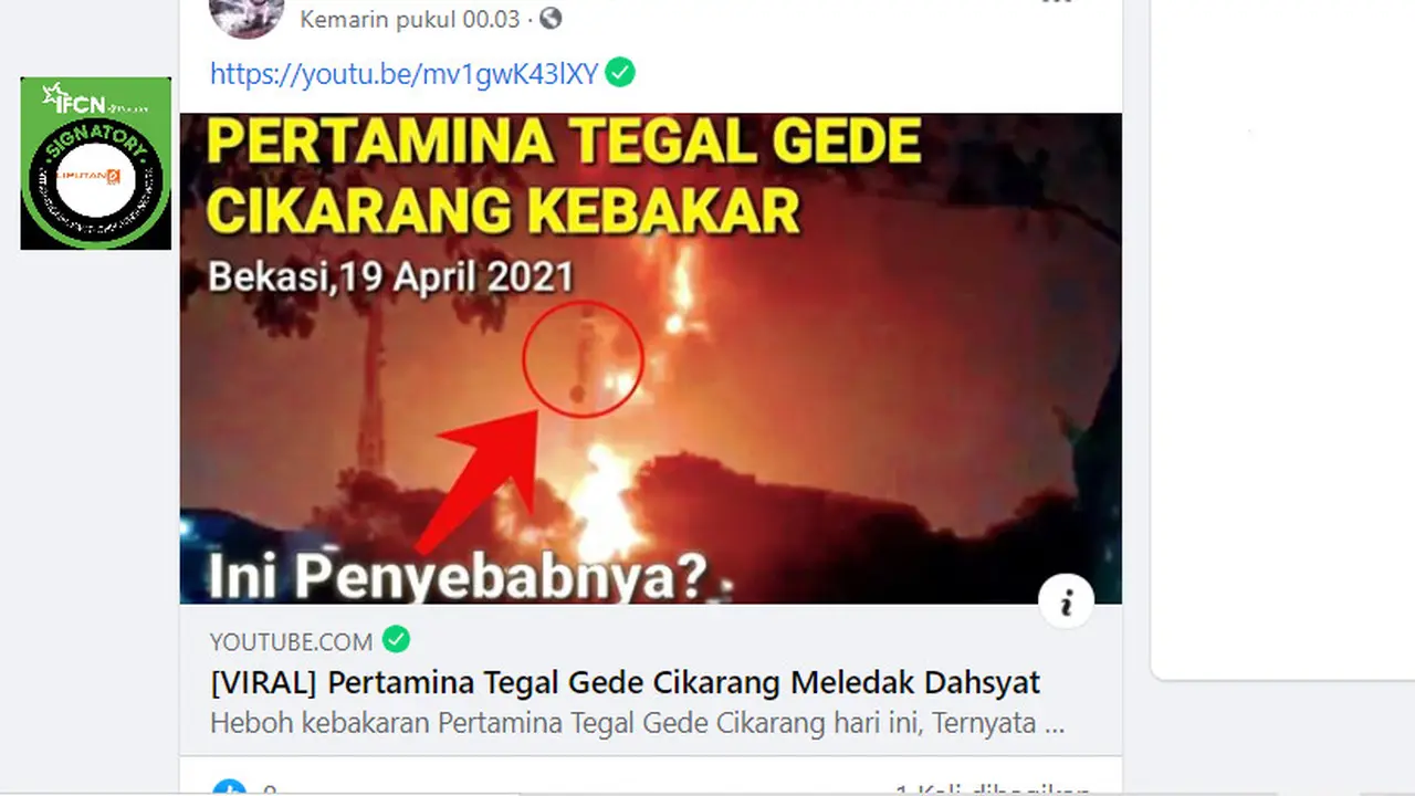Cek Fakta Liputan6.com menelusuri informasi Pertamina Tegal Gede kebakaran
