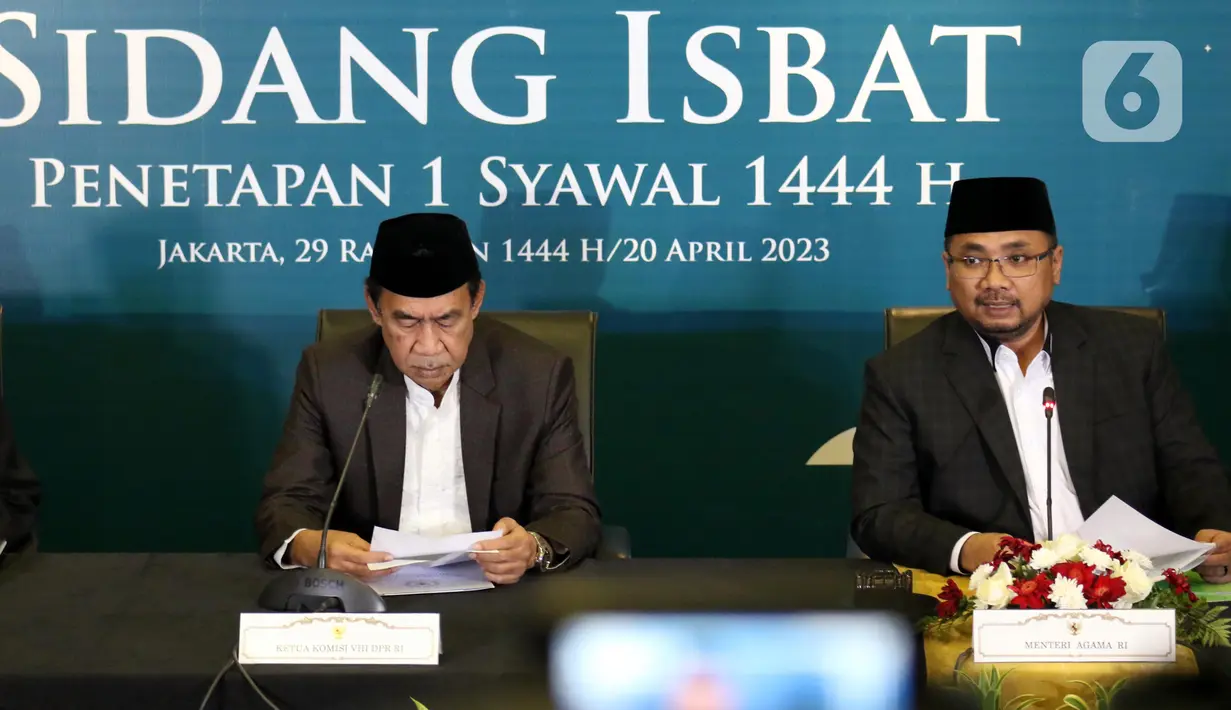 Berdasarkan hasil Sidang Isbat, pemerintah menetapkan 1 Syawal 1444 H jatuh pada Sabtu 22 April 2023. (Liputan6.com/Helmi Fithriansyah)