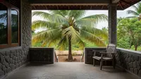 9 Inspirasi Teras Rumah Kampung Ada Pohon Kelapa Biar Adem Alami, Bikin Betah