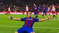 Dua kartu kuning pada laga leg kedua semifinal Copa del Rey membuat Luis Suarez tidak bisa tampil saat Barcelona tampil di final. (EPA/Alejandro Garcia)
