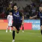 Bek Inter Milan, Danilo D'Ambrosio merayakan gol ke gawang Fiorentina dalam laga lanjutan Serie A 2018-2019 di Giuseppe Meazza, Rabu (26/9/2018) dini hari WIB. (AP Photo/Luca Bruno)