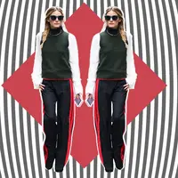 Mix and match side striped pants untuk daily wear. (Image: Pinterest. DI: Muhammad Iqbal Nurfajri)