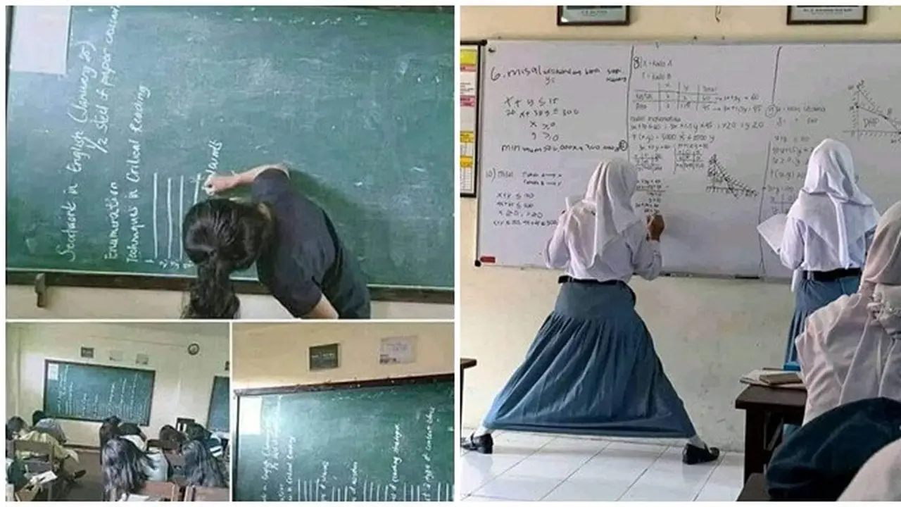 6 Tingkah Murid di Papan Tulis Ini Absurd Pol, Guru Senyum Tipis
