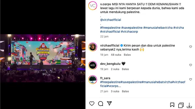 Virzha Banjir Pujian Usai Ajak Penonton Sama-Sama Kirim Doa untuk Saudara-Saudara di Palesitina