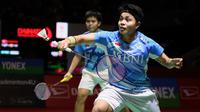 Apriyani Rahayu/Siti Fadia Silva beraksi di babak 32 besar Indonesia Masters 2023 di Istora, Jakarta, Rabu (25/1/2023). (Bola.com/Bagaskara Lazuardi)