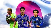 Timnas Jepang - Zion Suzuki, Wataru Endo, Daichi Kamada (Bola.com/Adreanus Titus)
