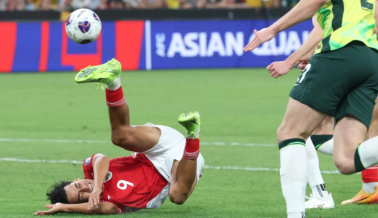 Gol Australia dicetak Martin Boyle pada menit ke-18 (P), Nishan Velupillay (20) dan Jackson Irvine (34). (DAVID GRAY/AFP)