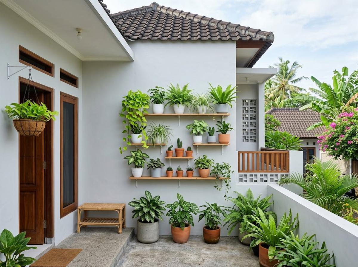 Kebun Vertikal di Dinding Teras