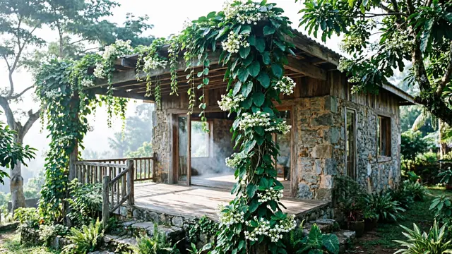 Desain Rumah Desa dengan Taman Mini yang Bikin Udara Dingin (AI)