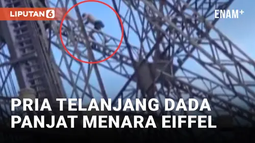 VIDEO: Heboh! Seorang Pria Panjat Menara Eiffel Jelang Penutupan Olimpiade Paris