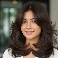 Model Rambut Wanita Panjang Butterfly Cut/AI