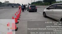 PT Jasamarga Transjawa Tol (JTT) berlakukan contraflow KM 70 s.d KM 36 arah Jakarta Ruas Jalan Tol Jakarta-Cikampek pada pukul 16.20 WIB. (Dok Jasa Marga)