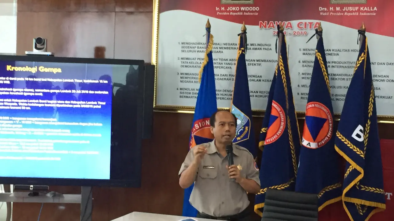 Kepala Pusat Data Informasi (Pusdatin) Badan Nasional Penanggulangan Bencana (BNPB) Sutopo Purwonugroho. (Liputan6.com/Radityo)