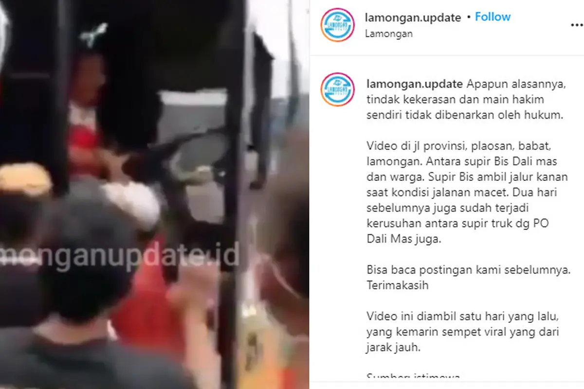 Memberikan efek jera, sejumlah warga akhirnya menghakimi seorang sopir bus yang ketahuan melawan arus lalu lintas