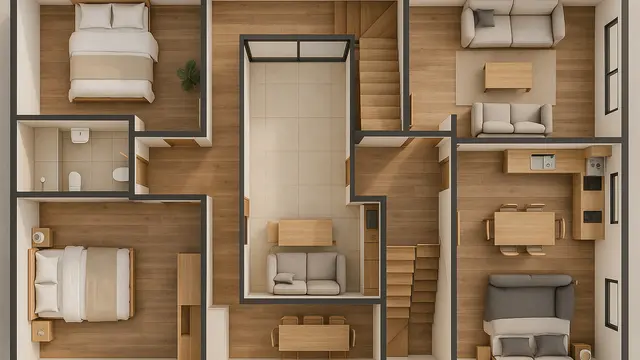 7 Desain Rumah 6x15 2 Lantai 4 Kamar Tidur, Nyaman untuk Hunian Keluarga Modern 2025