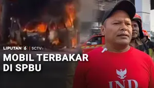Diduga Akibat Korsleting pada Bagian Mesin, Minibus Terbakar di SPBU