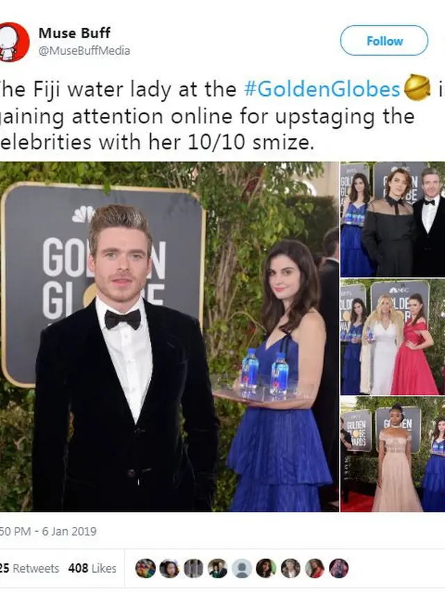 Bawa Air Mineral, Gadis Ini Curi Perhatian di Golden Globe 2019