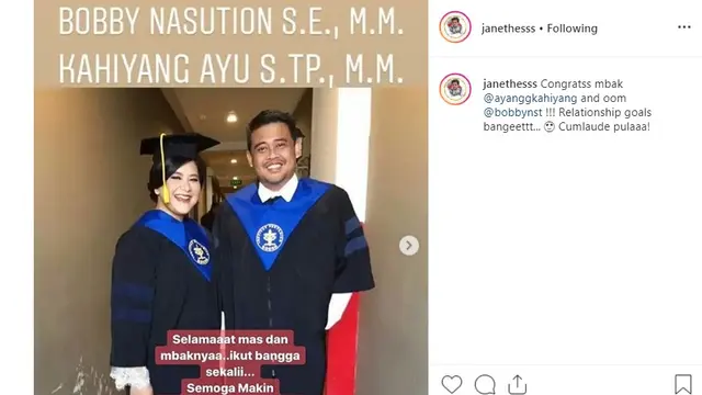Kahiyang Ayu dan Bobby Nasution (Foto: Instagram/@janethesss)