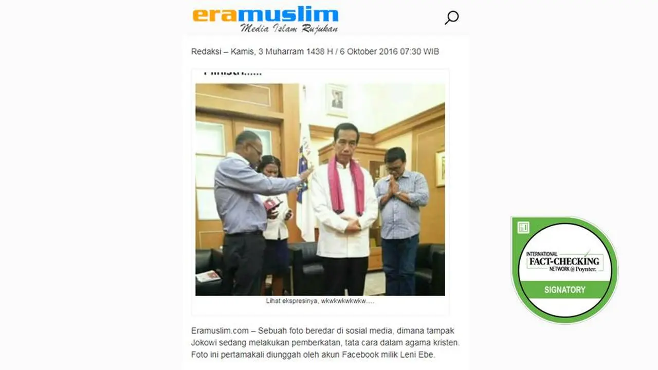 [Cek Fakta] Benarkah Jokowi Ikuti Ritual Pemberkatan Kristen?