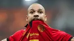 Pemain Persija Jakarta, Gustavo Almeida, melakukan selebrasi setelah mencetak gol ke gawang Bali United pada laga BRI Liga 1 di Stadion Jakarta International Stadium (JIS), Jakarta, Sabtu (10/5/2025) malam WIB. (Bola.com/Abdul Aziz)
