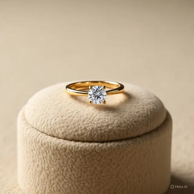 cincin emas zirconium Solitaire Elegan (Ilustrasi by Meta AI)