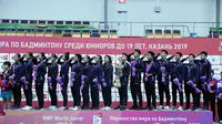 Tim bulutangkis Indonesia kampun Kejuaraan Dunia Bulutangkis Junior Beregu 2019 yang digelar di Kazan, Rusia. (PBSI)