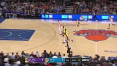 Kristaps Porzingis scores 37 points with 11 rebounds as the Knicks defeat the Lakers in overtime, 113-109.