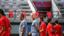 Suasana sesi latihan Bali United jelang menghadapi  Persebaya Surabaya di Stadion Kapten I Wayan Dipta pada Jumat pagi (6/2/2026). (Bola.com/Alit Binawan)