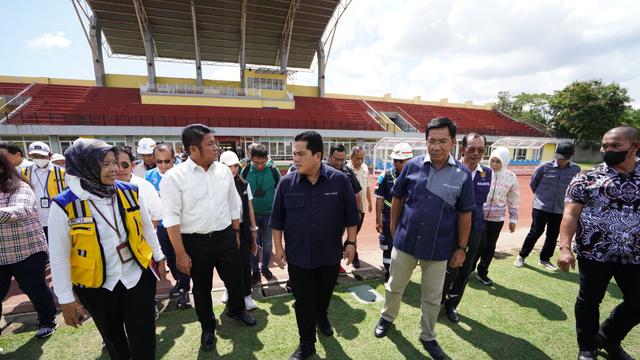 Ketua Umum PSSI, Erick Thohir Tinjau Stadion Gelora Sriwijaya Jakabaring