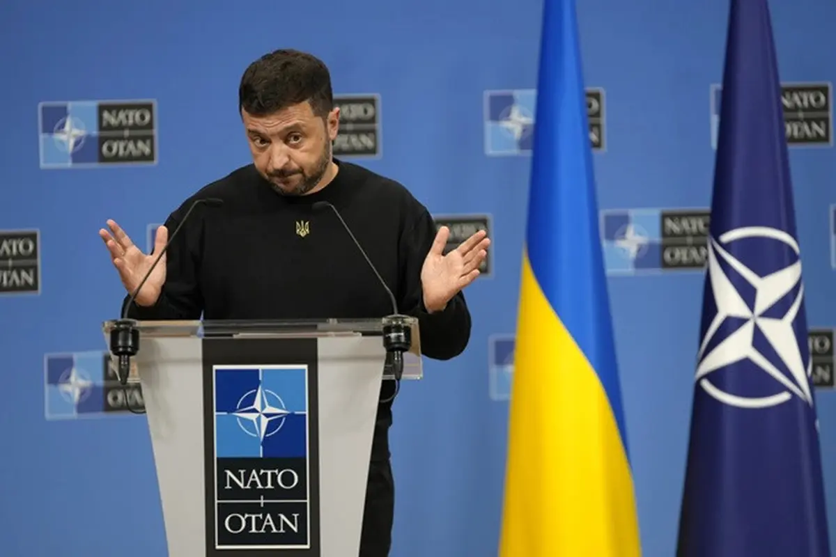 Presiden Ukraina Volodymyr Zelenskyy saat berada di markas NATO di Brussels, Belgia, Kamis (18/10/2024).
