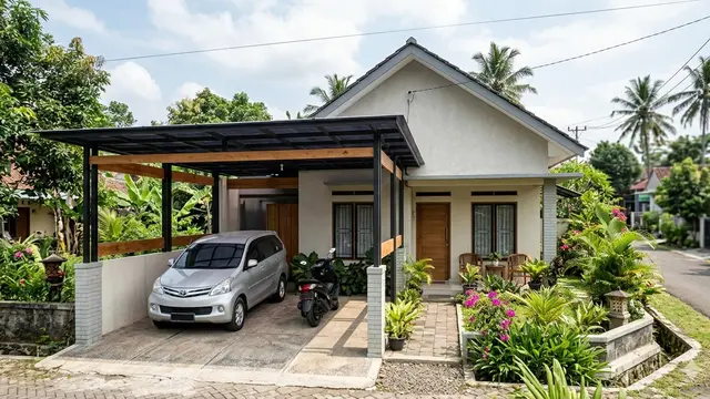 Rumah Sederhana dengan Garasi Luas (Foto: Gemini AI)