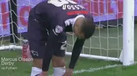 Video gol bunuh diri indah yang di lakukan Marcus Olsson bek dari Derby saat melawan Fulham.