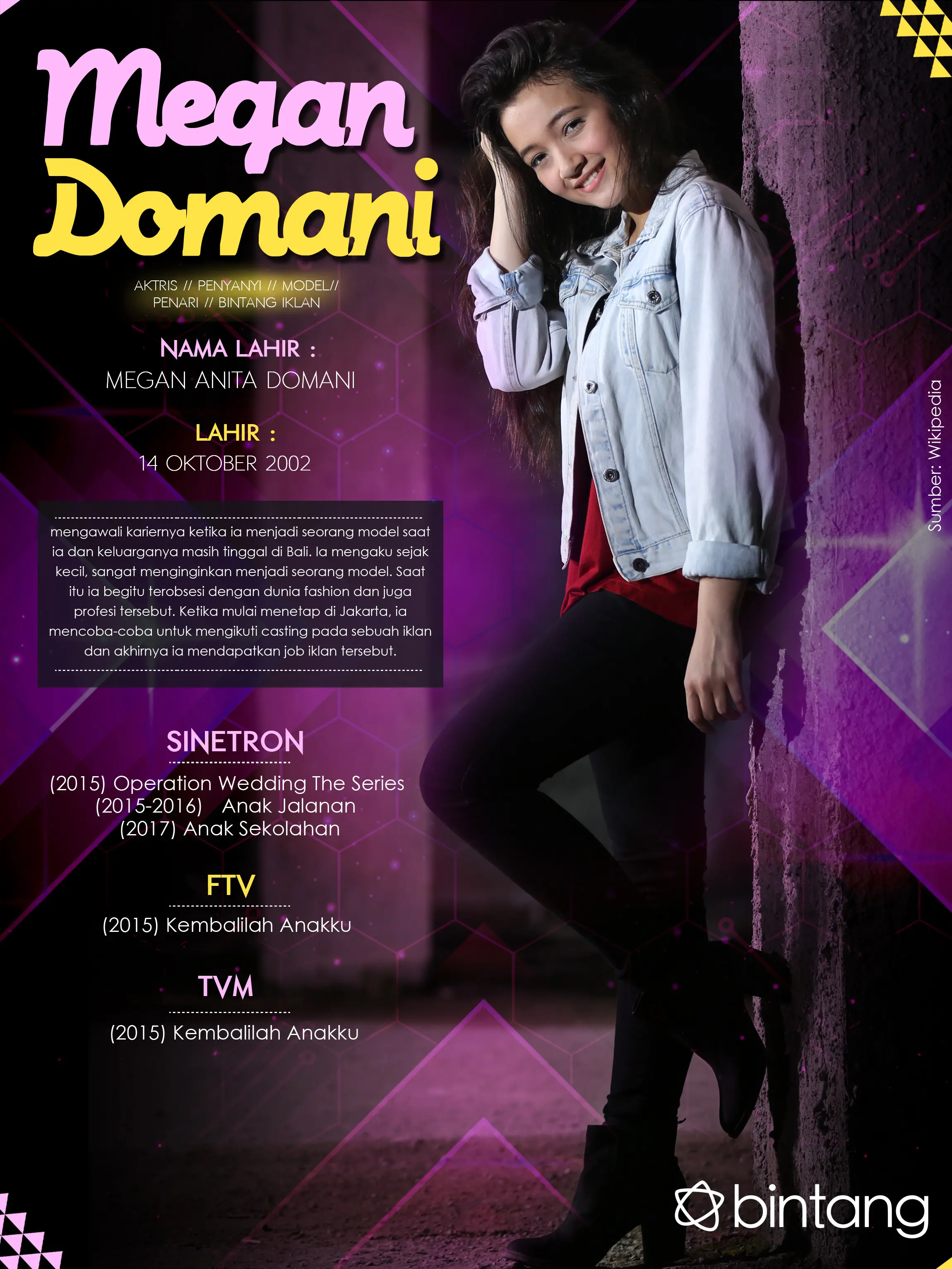 Celeb Bio Megan Domani (Fotografer: Nurwahyunan, Desain: Nurman Abdul Hakim/Bintang.com)