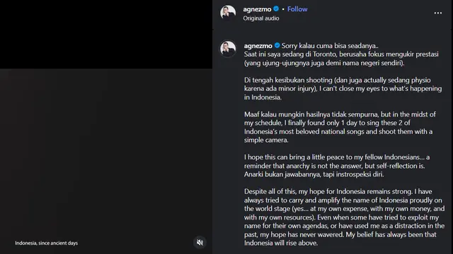 Pesan cinta dari Agnez Mo untuk Indonesia