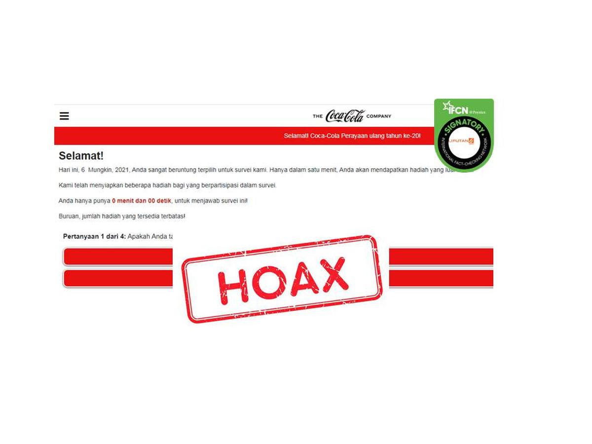 Cek Fakta Hoaks Pesan Berantai Coca Cola Adakan Survei Berhadiah Cek Fakta Liputan6 Com