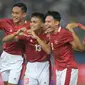 Rachmat Irianto (nomor 13) berhasil mencetak gol kedua Timnas Indonesia ke gawang Kuwait pada laga pertama Grup A kualifikasi Piala Asia 2023 di&nbsp;Jaber Al-Ahmad International Stadium, Kuwait City, Rabu (8/6/2022) malam WIB. Berkat gol Irianto, Indonesia menang 2-1. (dok. PSSI)