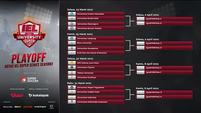 16 Kampus di Babak Playoff IEL University Super Series Season 3 Gim DOTA 2