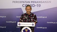 Juru Bicara Penanganan Covid-19 Achmad Yurianto memberikan orang-orang yang terinfeksi Virus Corona penyebab COVID-19 saat konferensi pers di Graha BNPB, Jakarta, Sabtu (9/5/2020). (Dok Badan Nasional Penanggulangan Bencana/BNPB)