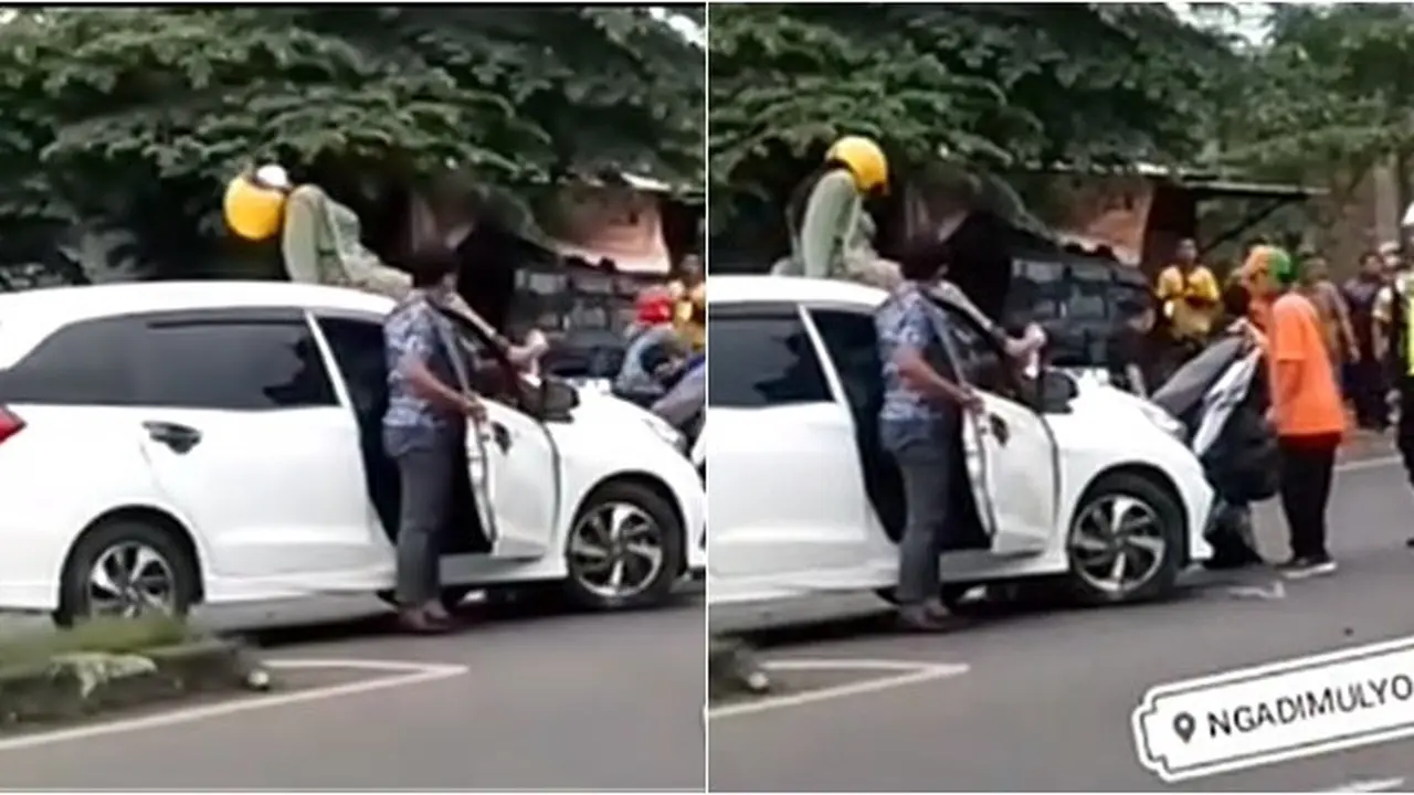 Viral Kecelakaan di Pasuruan, Pengendara Motor Mendarat di Atas Mobil