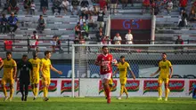 Jens Raven berselebrasi usai mencetak gol perdana untuk Bali United musim ini ke gawang Semen Padang pada Sabtu sore (24/1/2026) di Stadion Kapten I Wayan Dipta. (Bola.com/Alit Binawan)