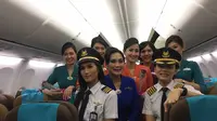 Kartini Flight menjadi penerbangan spesial di Hari Kartini yang semua kru terdiri dari perempuan termasuk kapten pilot (Foto: Liputan6.com/ Unoviana Kartika Setia)