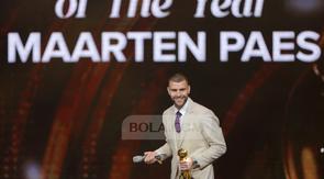 Kiper Timnas Indonesia, Maarten Paes, jadi penjaga gawang terbaik dalam PSSI Awards 2026. Malam penghargaan digelar di Studio 6 Emtek City, Jakarta Barat, pada Sabtu (28/3/2026) malam WIB. (Bola.com/Bagaskara Lazuardi)