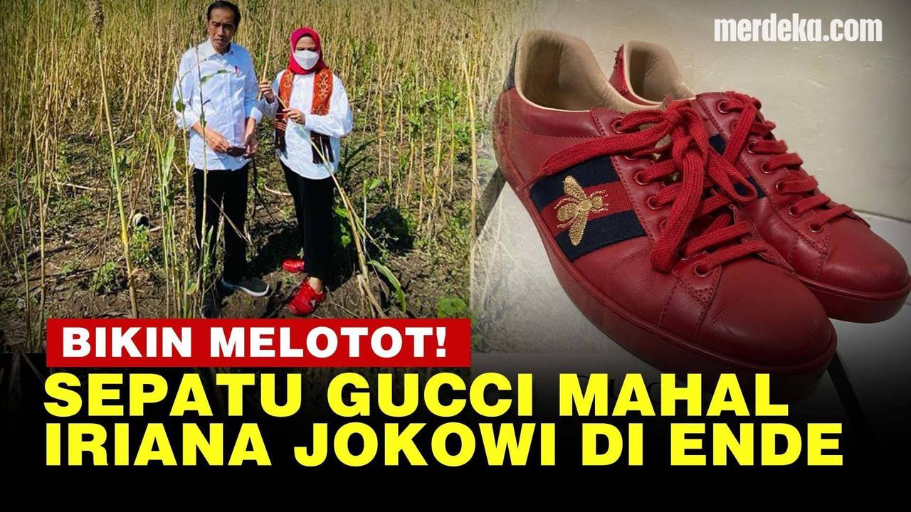 VIDEO: Segini Harga Outfit Iriana Jokowi Bergaya Pakai Sepatu Gucci Mahal di Ende