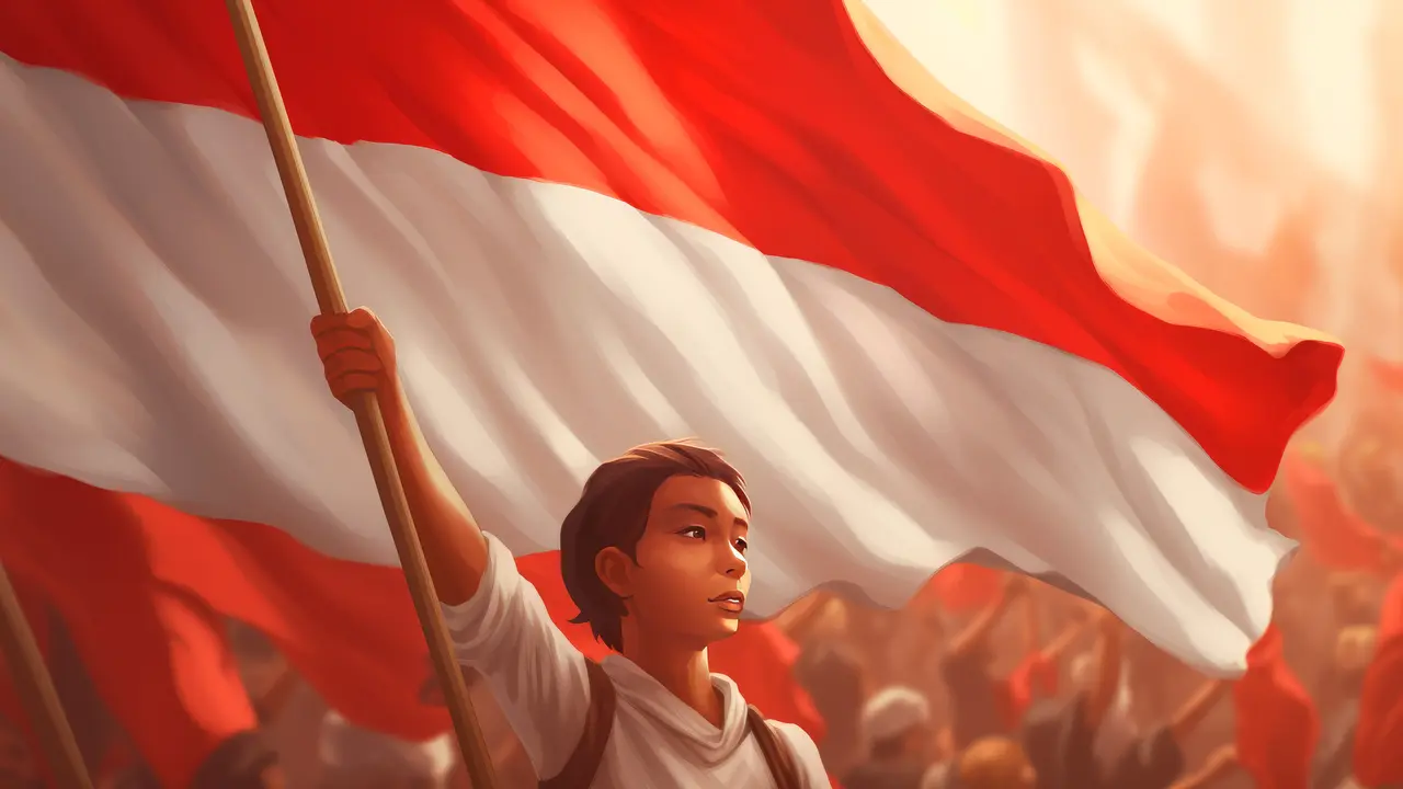 Ilustrasi nasionalisme, bendera Indonesia