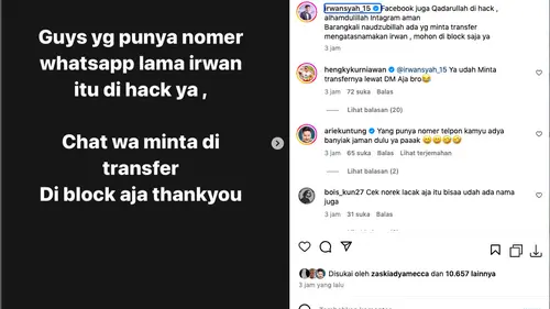 WhatsApp dan Facebook Irwansyah Diretas, Imbau Masyarakat Berhati-hati  dengan Penipuan yang Mengatasnamakannya - ShowBiz Liputan6.com