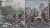 Editan Kucing Raksasa sedang Tidur di Tengah Jalan Ini Kocak Banget (sumber:Instagram/fransditaa)