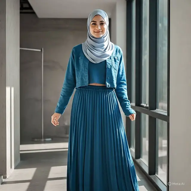 Jaket Crop dan Rok Maxi untuk Cewek Pendek Hijab