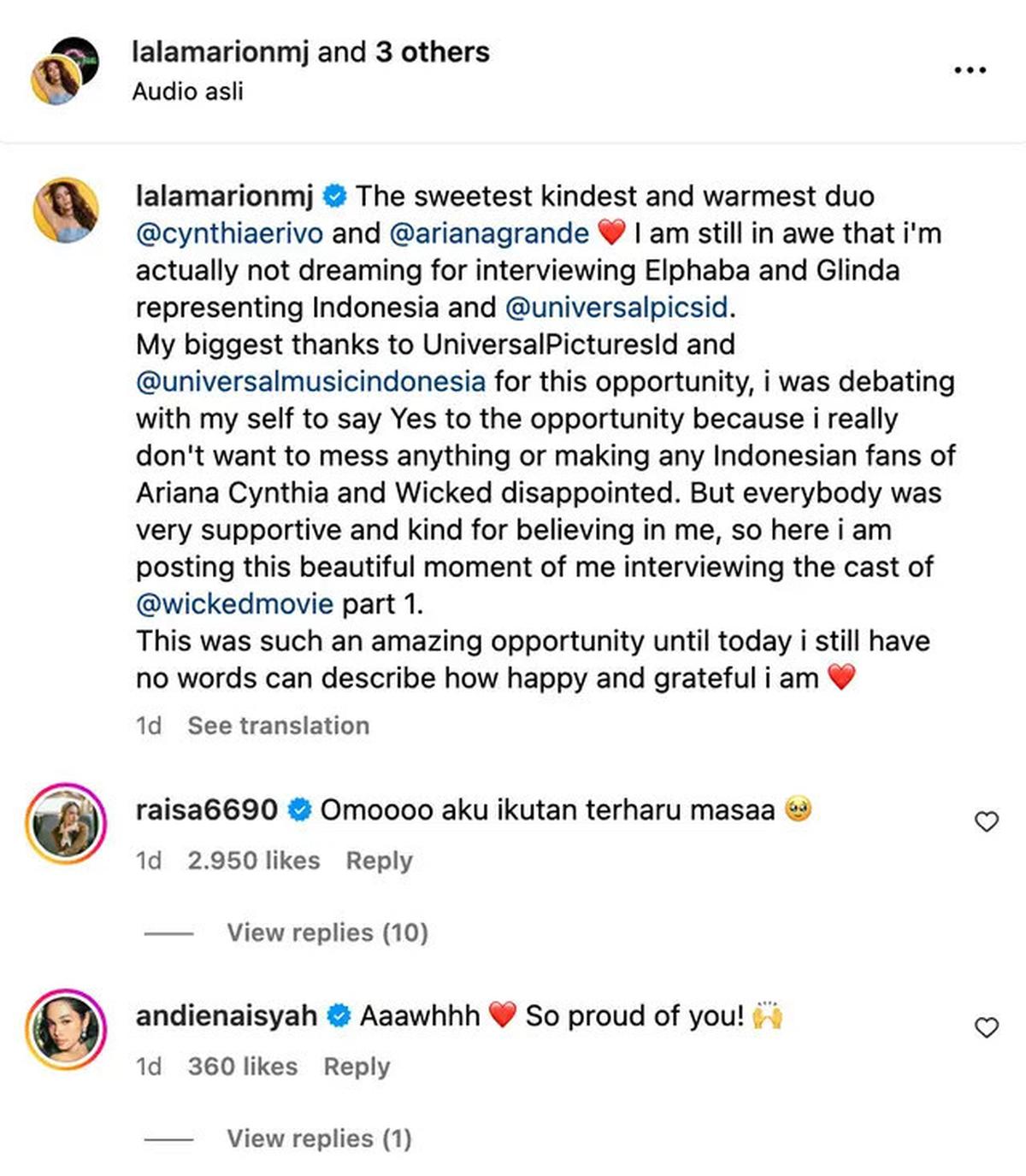 Ariana Grande Merasa Terhormat Dapat Hadiah Kipas Batik dari Marion Jola, Cynthia Erivo Kagumi Syal