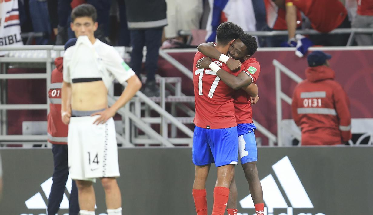 Hingga laga usai skor 1-0 untuk kemenangan Kosta Rika tetap bertahan. (AP/Hussein Sayed)