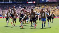 Selebrasi Amerika Serikat saat menjebol gawang Australia di laga kedua Piala Dunia 2026 (AFP)